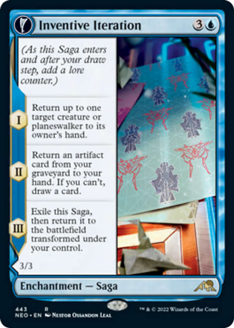 Inventive Iteration // Living Breakthrough (NEO-443) - Kamigawa: Neon Dynasty: (Extended Art, fandfc, enchantment) Foil