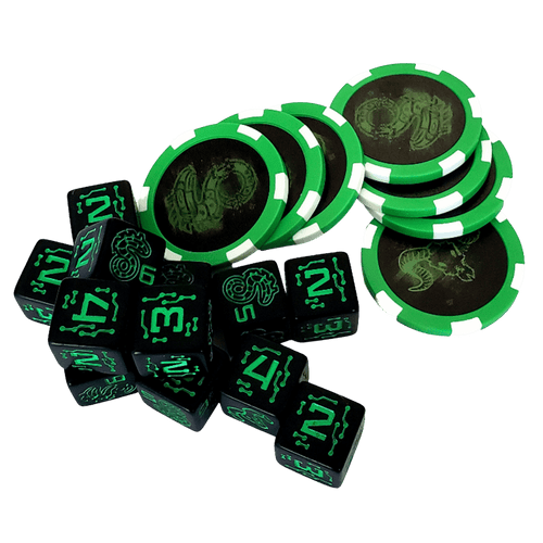 Shadowrun 6E RPG: Dice & Edge Tokens Set 2 (Green)