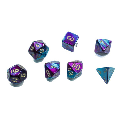 Chessex Dice: Gemini - Mini Polyhedral Purple-Teal/Gold (7)