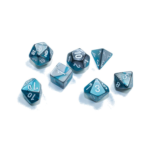 Chessex Dice: Gemini - Mini Polyhedral Steel-Teal/White (7)
