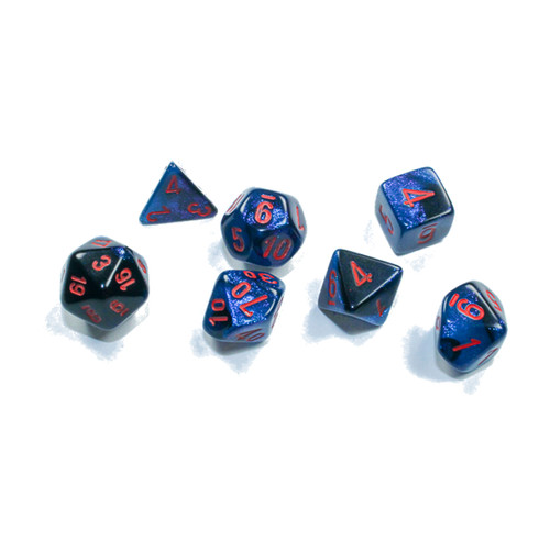 Chessex Dice: Gemini - Mini Polyhedral Black-Starlight/Red (7)