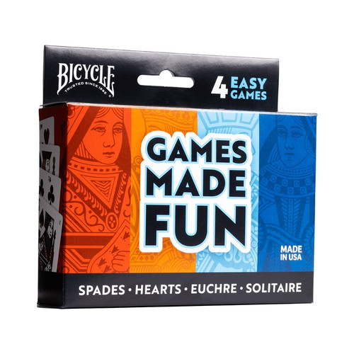 Bicycle: Hearts, Spades, Euchre, & Solitaire - 4-Game Pack