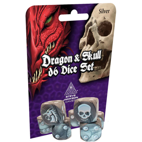 Dragon & Skull D6 Dice Set: Silver (PREORDER)