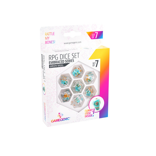 Gamegenic Dice: Green Skull - Embraced Series RPG Set (7)