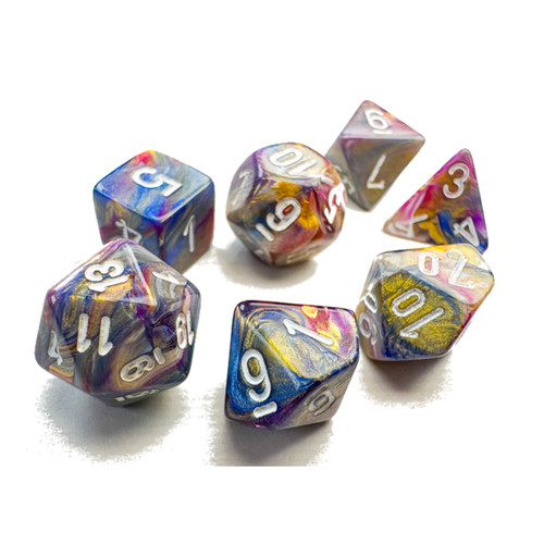 Chessex Dice: Festive - Mini Polyhedral Carousel/White (7)