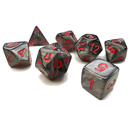 Chessex Dice: Velvet - Mini Polyhedral Black/Red (7)