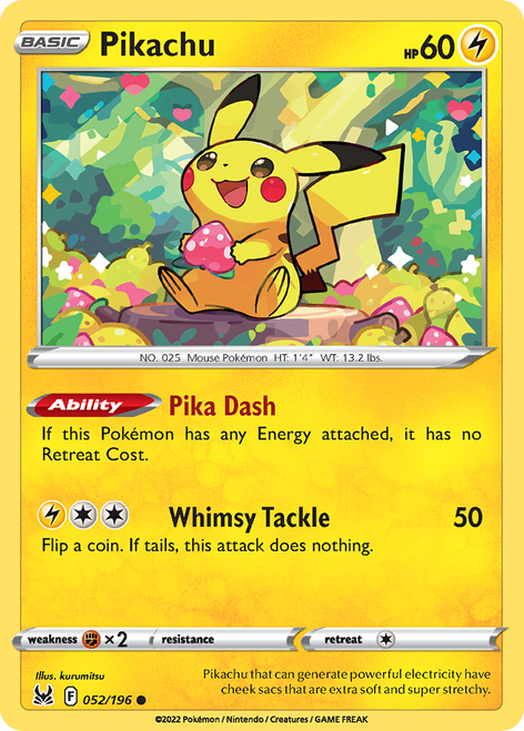 Pikachu 52/196 - Lost Origin Reverse Holofoil