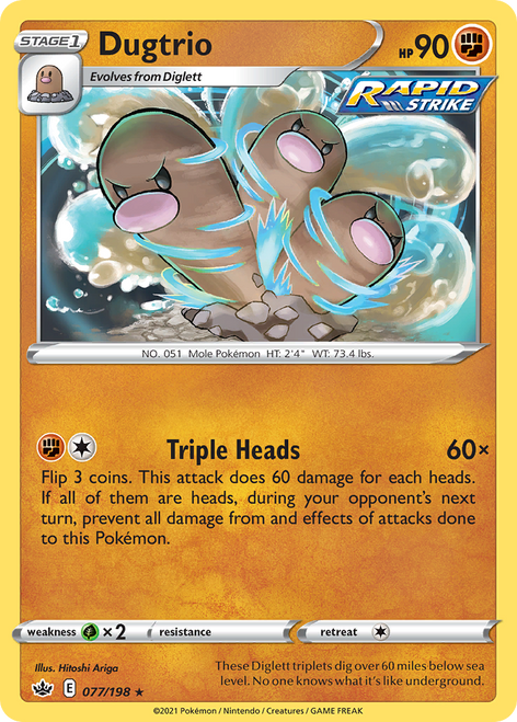 Dugtrio 77/198 - Chilling Reign Reverse Holofoil