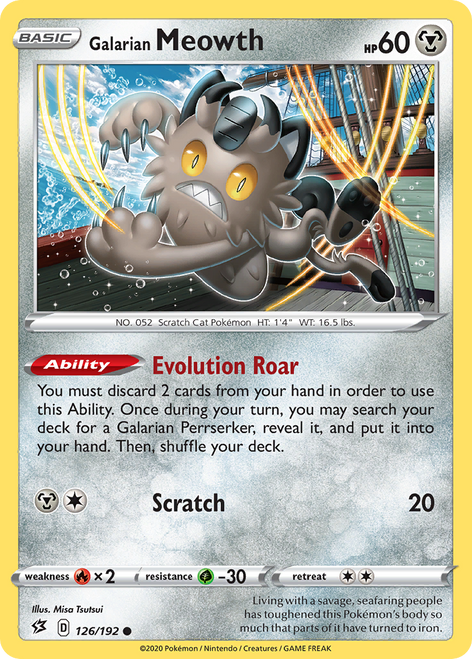 Galarian Meowth 126/192 - Rebel Clash Reverse Holofoil