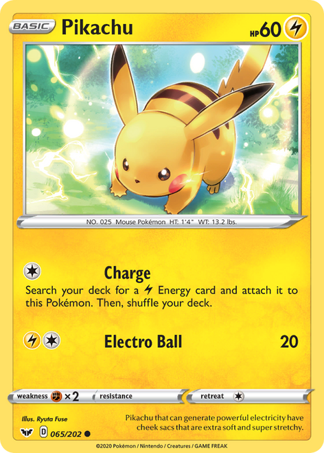 Pikachu 65/202 - Sword  Shield Reverse Holofoil