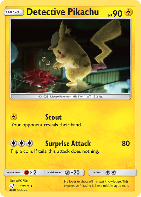 Detective Pikachu 10/18 - Detective Pikachu Holofoil