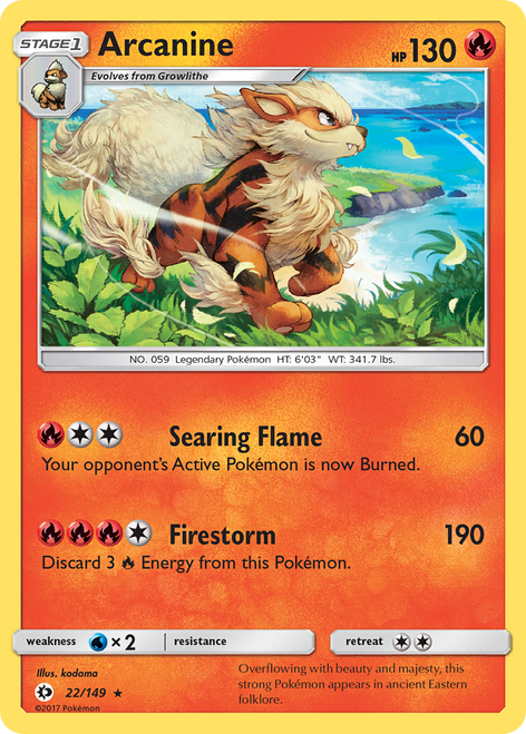 Arcanine 22/149 - Sun  Moon Holofoil