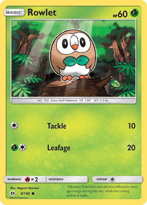Rowlet 9/149 - Sun  Moon Reverse Holofoil