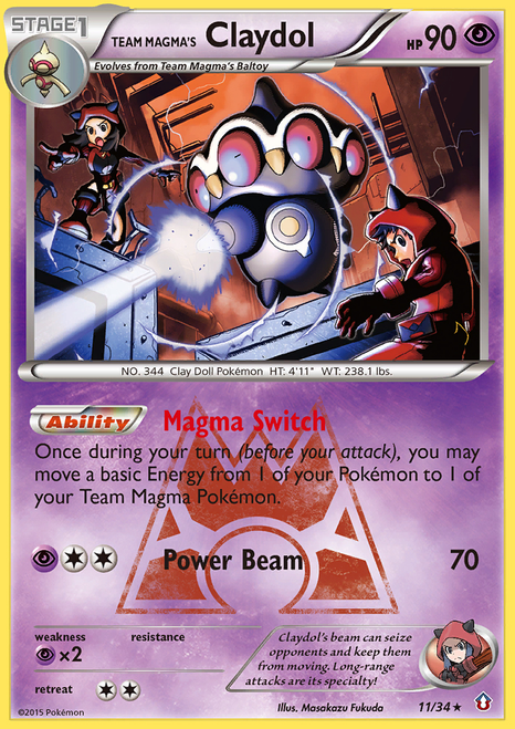 Team Magma's Claydol 11/34 - Double Crisis Holofoil