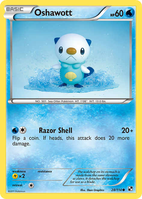 Oshawott 28/114 - Black  White Reverse Holofoil