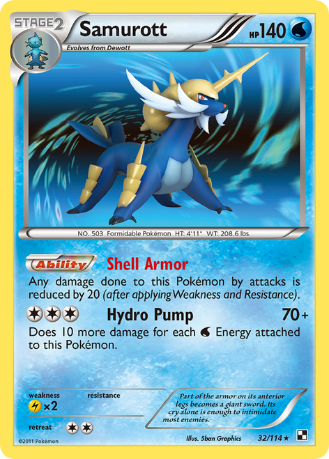 Samurott 32/114 - Black  White Reverse Holofoil