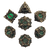 Forged Gaming: Gothic Bouquet Antique Gold Green Metal RPG Dice Set (7ct)