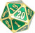 Roll Down 25mm D20 Counter - Shiny Gold & Emerald