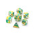 Metal Polyhedral Spellbinder Dice Set - Basilisk (Platinum Green & Yellow) (7ct)