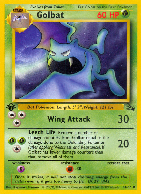 Golbat 34/62 - Fossil Unlimited - Game Nerdz