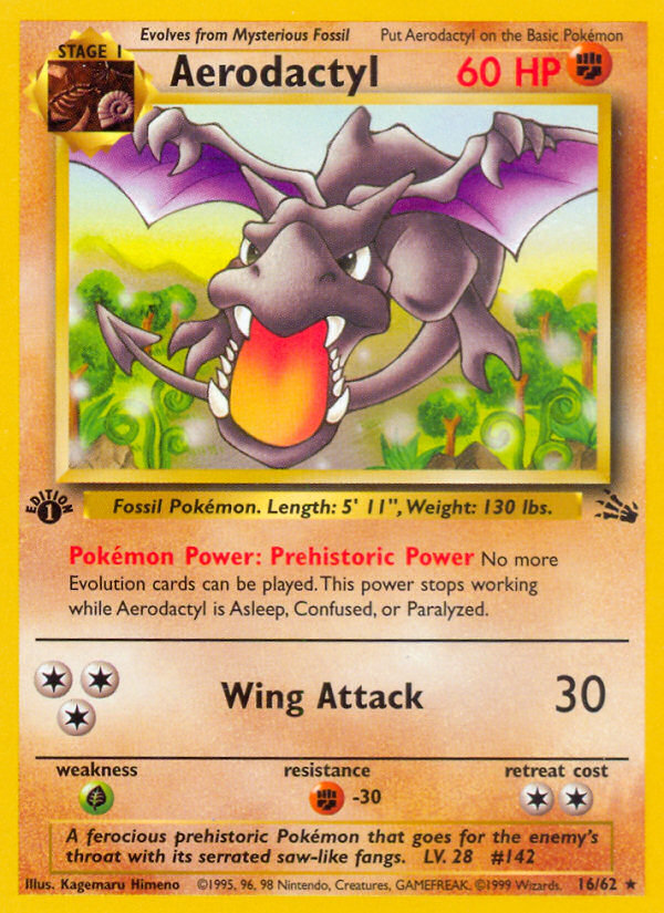 Aerodactyl 16/62 - Fossil 1st Edition - Game Nerdz