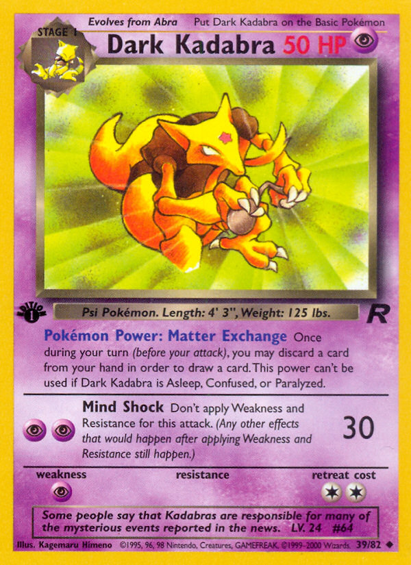 1st edition kadabra pokemon card Kadabra Base Set First Edition #32(Shadowless)