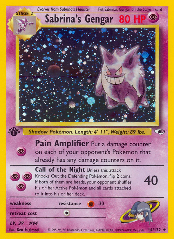 Sabrina's Gengar 14/132 - Gym Heroes 1st Edition Holofoil - Game Nerdz