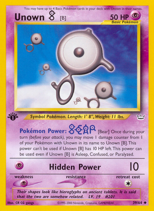Unown [B] 39/64 - Neo Revelation 1st Edition - Game Nerdz