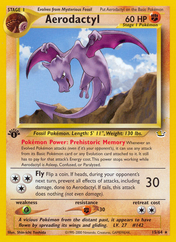 first edition aerodactyl pokemon card #16 EXTENDED ART  Raycardza or Paralyzed 1999 Pokemon Fossil #1 Aerodactyl