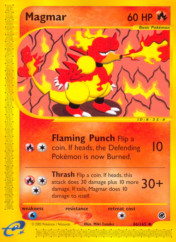 basic magmar pokemon card that attack does nothing Pokemon Fossil Magmar #39