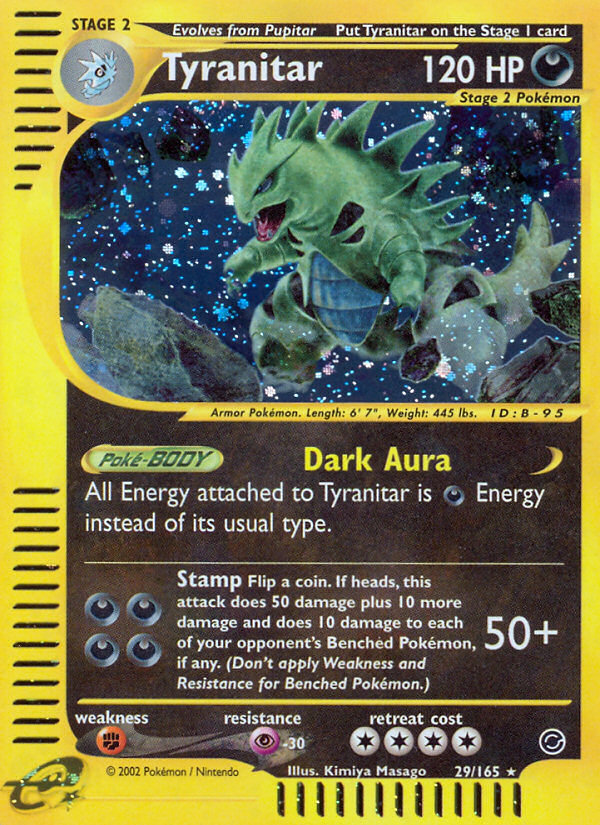 pokemon cards tyranitar ex SR 122/108 sv3 Japanese Card Ruler of the Black Flame It comes protected in a magnetic acrylic case Tyranitar 29/165 - Expedition Base