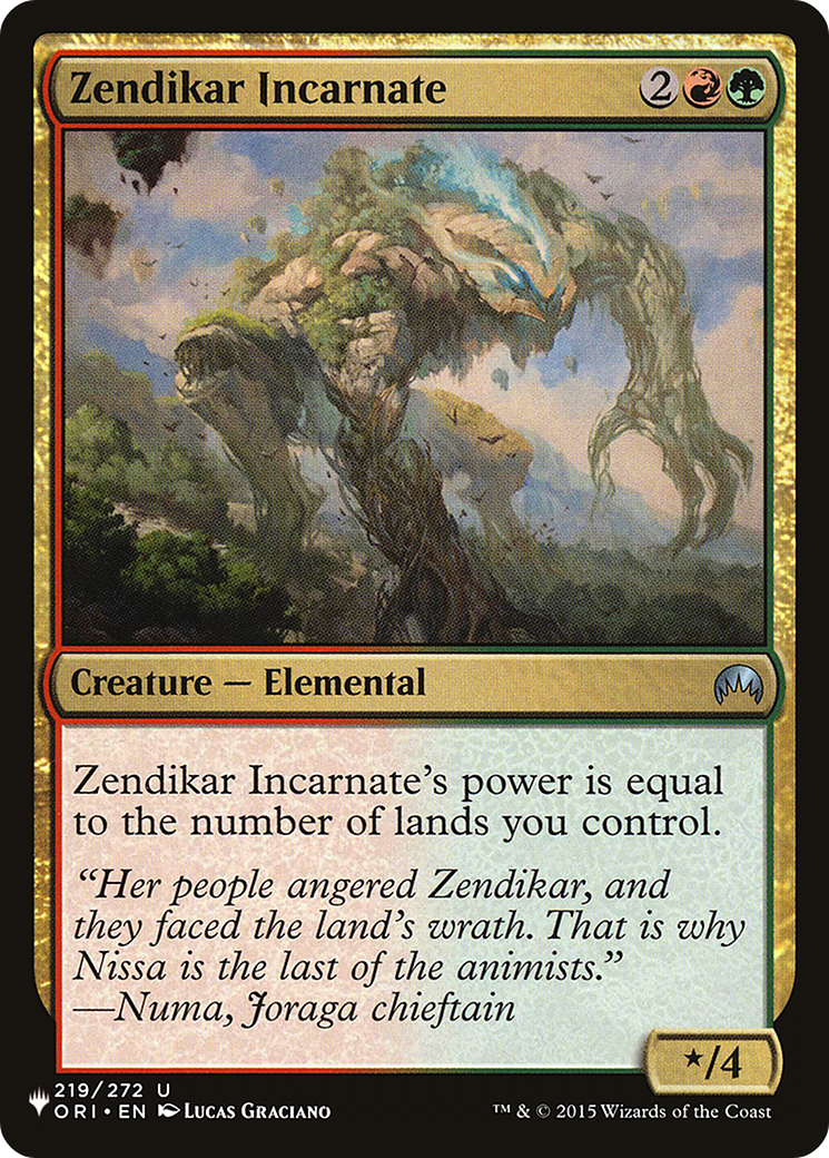 Zendikar Incarnate (LIST-ORI-219) - The List - Game Nerdz