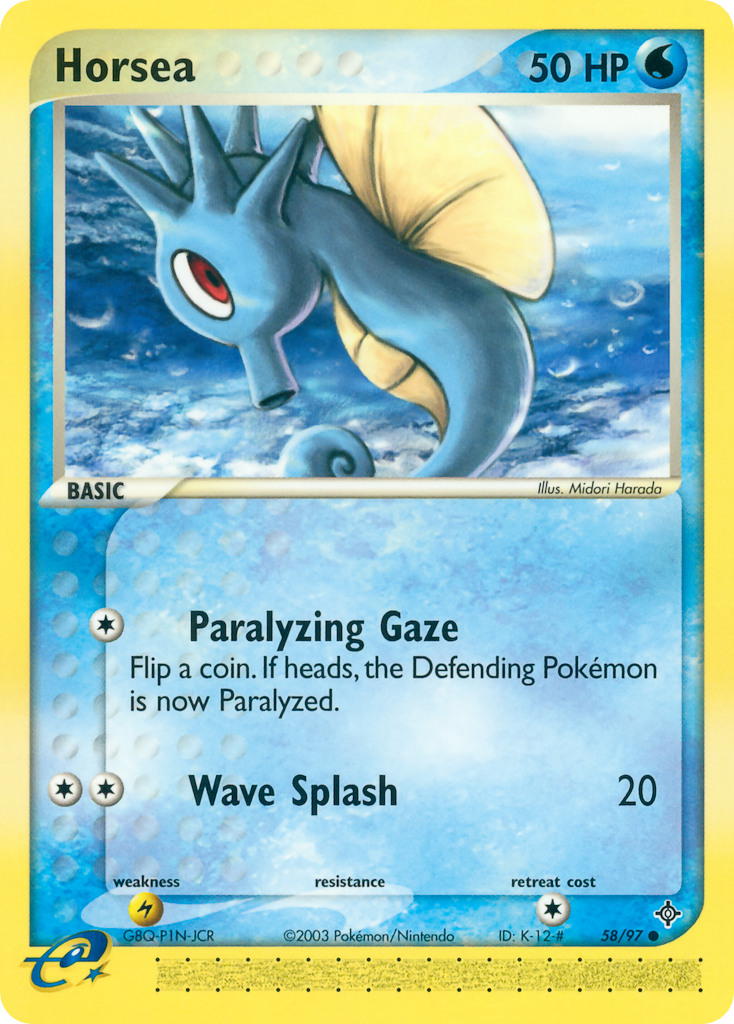 horsea pokemon card Horsea 58/97 - ex Dragon - Reverse Holo