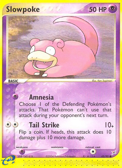 1995 slowpoke pokemon card value Question: Fossil with Green Brush Stroke Grass (Printing Quirk or Fake?) - Question Listed cards may have imperfections. Slowpoke 45/95 - Team Magma