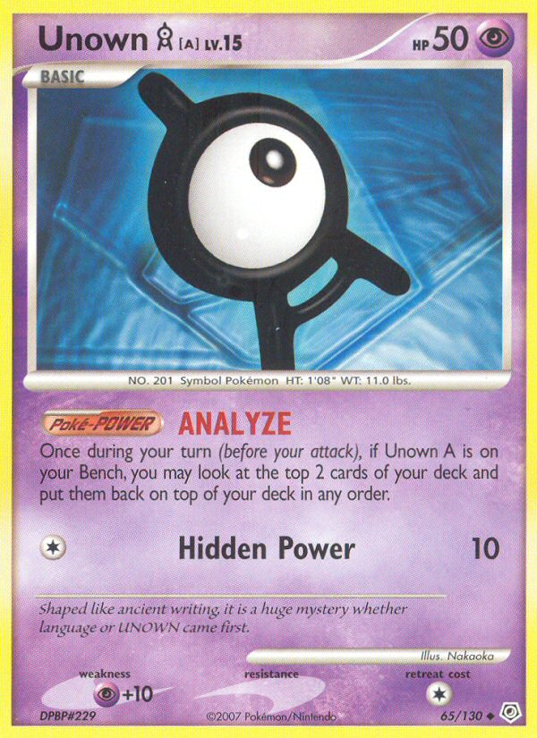 Unown A 65/130 - Diamond Pearl - Game Nerdz Unown A 65/130 - Diamond Pearl - Game Nerdz