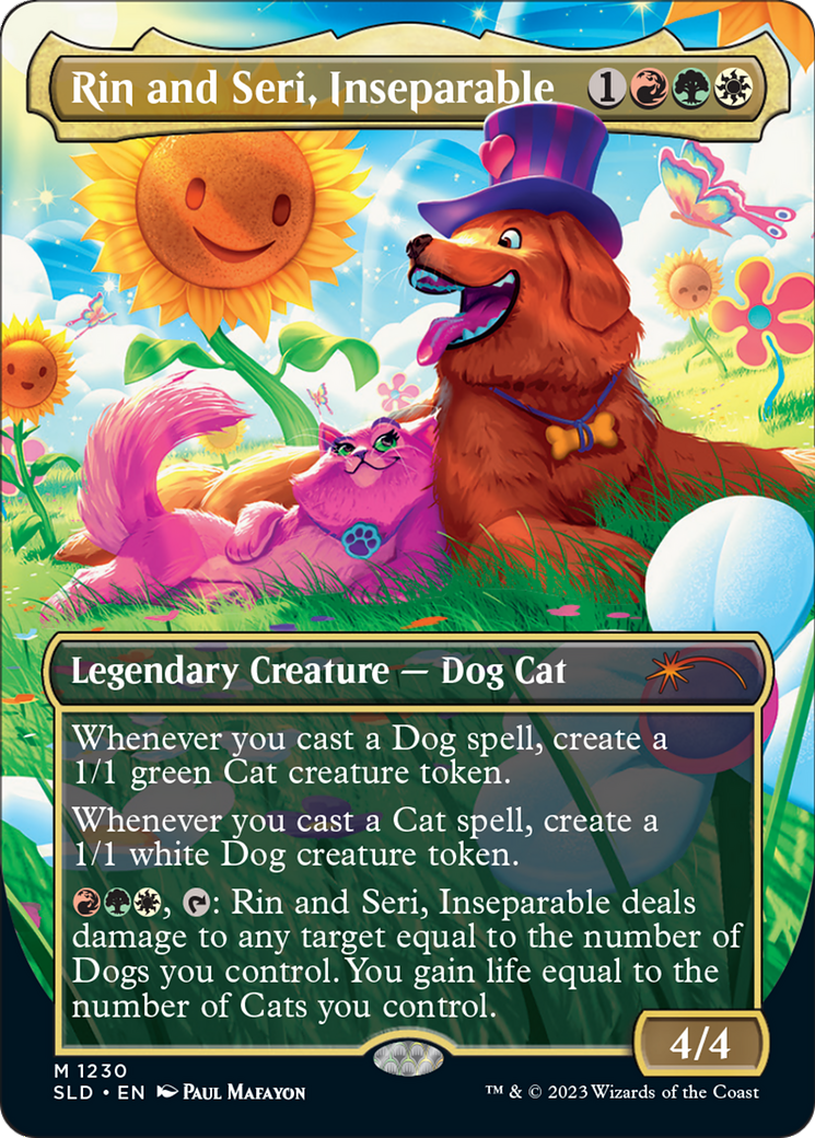 cat dog mtg card Rin and Seri, Inseparable Cats and Dogs Tribal Tokens Magic Commander Deck Token Creature  Cat Rin and Seri, Inseparabler |