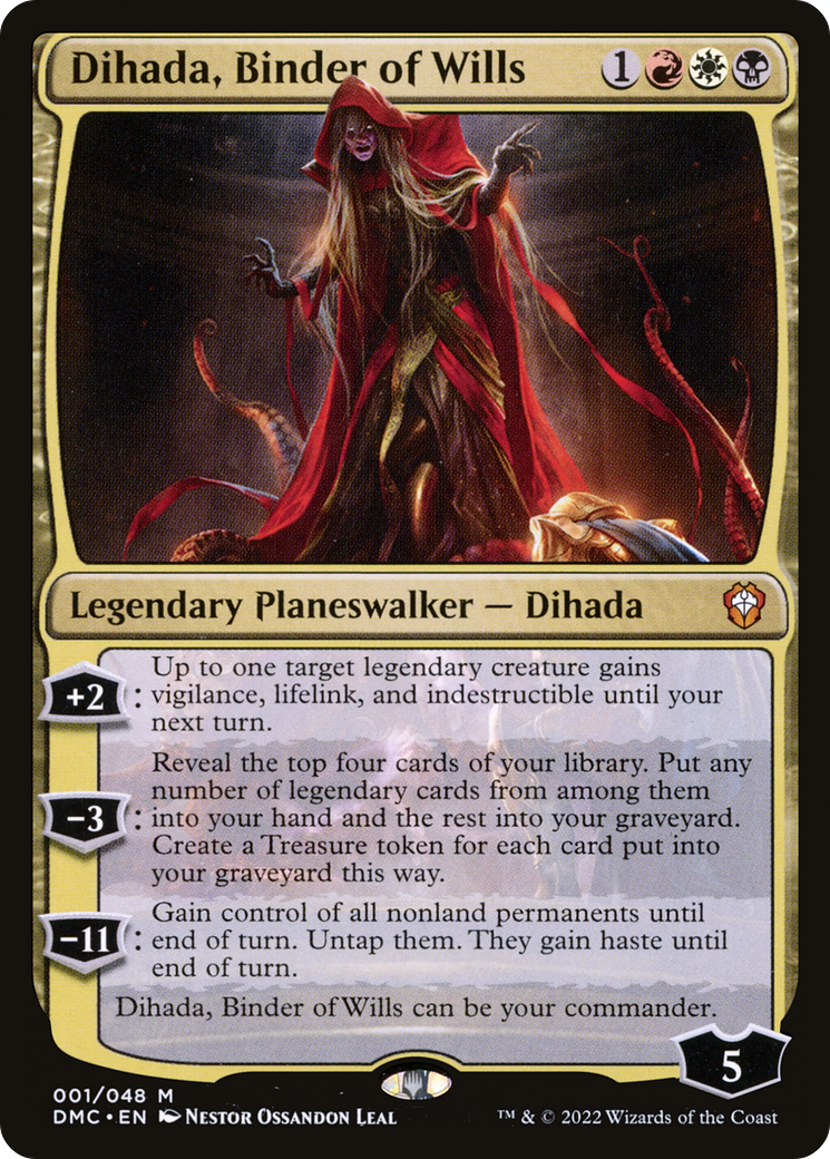 mtg dihada commander deck Magic The Gathering Dominaria United Decks | 4 Decks Create a Treasure token for each card put into your graveyard this way Dihada, Binder of Wills (foil)