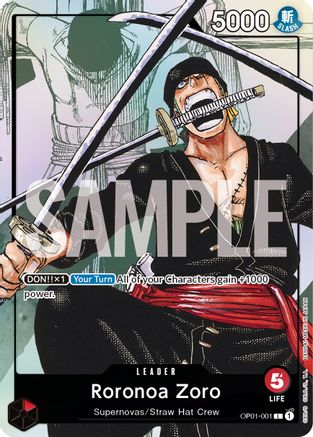 Roronoa Zoro (Alternate Art) (OP01-001) One Piece Promotion Cards Foil -  Game Nerdz