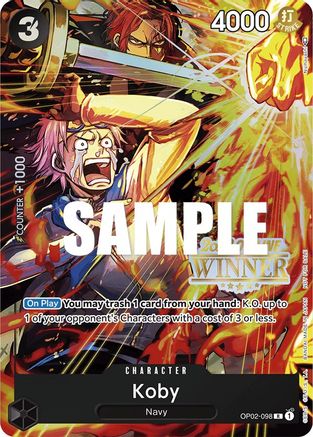 ワンピース カードゲーム 2023 ONE PIECE Koby #098 GEM MT 10 PSA 10 Koby OP02-098 Flagship Battle 2023 Limited Promo ONE PIECE