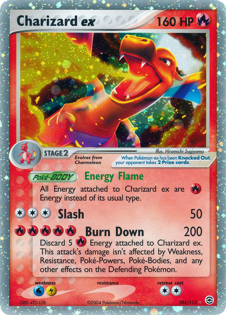 pokemon firered leafgreen card list Charizard ex 105/112 - FireRed LeafGreen Holofoil