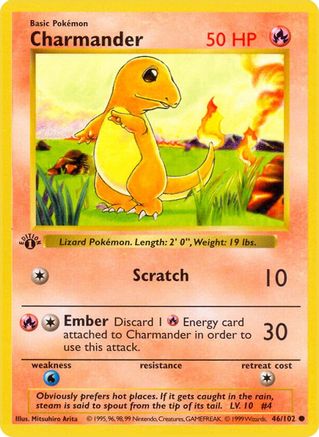 Charmander 46 - Base Set Shadowless Unlimited - Game Nerdz