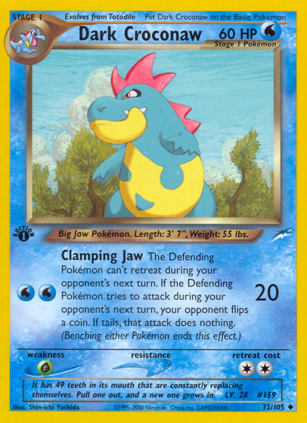 croconaw pokemon card Dark 32/105 - Neo Destiny Unlimited All single cards will come in protective cases PrimetimePokemon's Blog: Croconaw -- Phantom