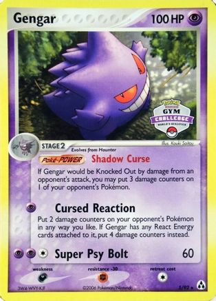 Gengar - 5/92 (Gym Challenge) 5 - League Championship Cards - Game Nerdz