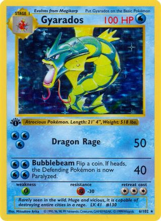 Gyarados 6 - Base Set Shadowless Unlimited Holofoil - Game Nerdz