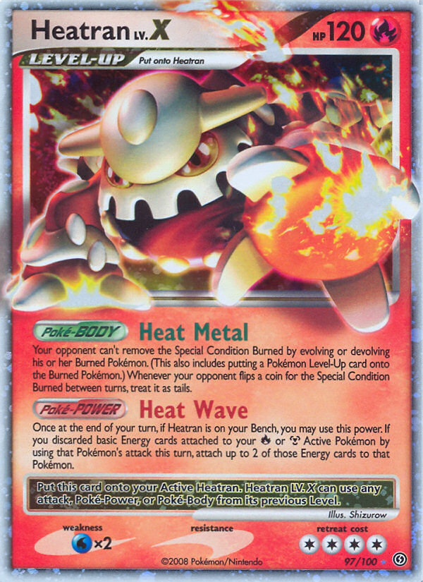 pokemon heatran card EX 109/116 Plasma Freeze Full Art Ultra Rare Holo This attack does 50 damage for each card you discarded in this way.) Heatran LV.X 97/100 - Stormfront