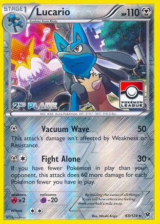 Lucario - 63/124 (Pokemon League) [2nd Place] 63 - League Championship Cards  Reverse Holofoil - Game Nerdz