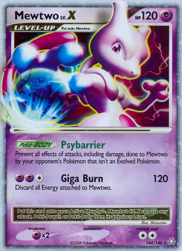 mewtwo yugioh card Mewtwo LV.X 144/146 - Legends Awakened Holofoil