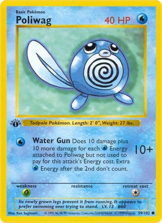 Poliwag 59 - Base Set Shadowless 1st Edition - Game Nerdz Poliwag 59 - Base Set Shadowless 1st Edition - Game Nerdz