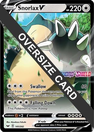 snorlax v pokemon card value 141/202 Snorlax V | Rare Holo V Card | Sword & Shield (Base Set) main image 0