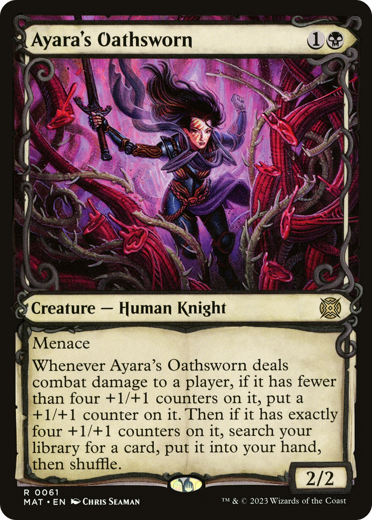 Ayara's Oathsworn (MAT-061) - March of the Machine: The Aftermath: (Showcase) Foil - Game Nerdz Ayara's Oathsworn (MAT-061) - March of the Machine: The Aftermath: (Showcase) Foil - Game Nerdz
